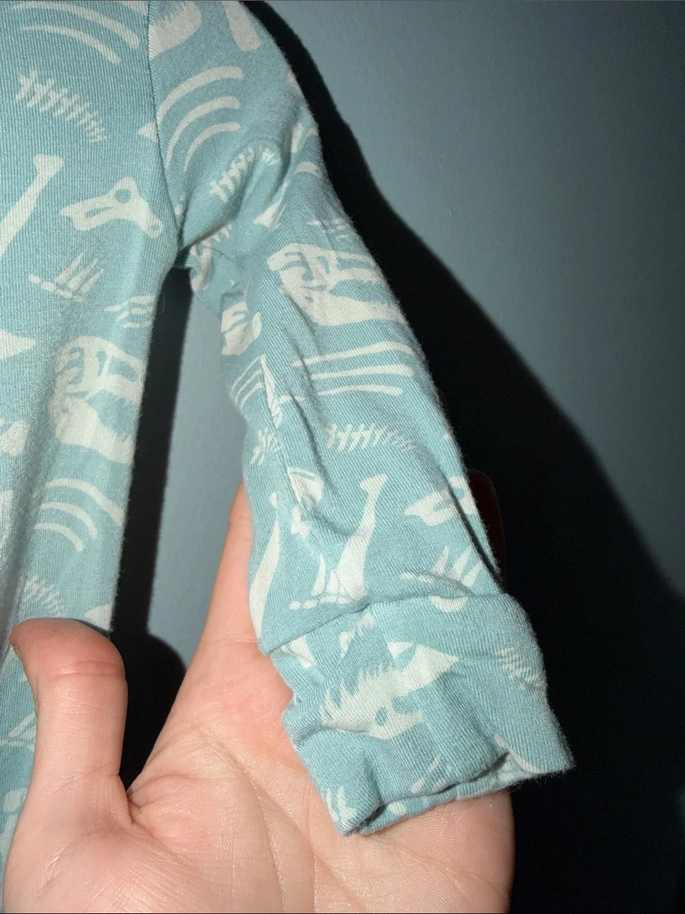 Kickee Pants blue Dinosaur Footed pajamas 9-12m